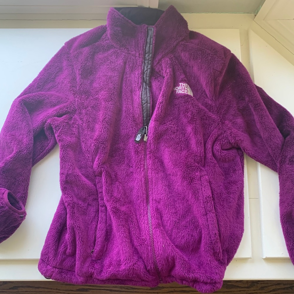 Purple fuzzy North face Jacket